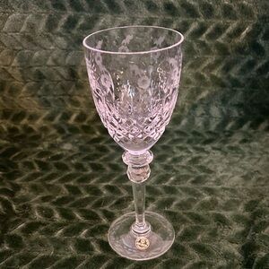 Vintage 1985 Rogaska Yugoslavia Lead Crystal Gallia Floral Water Goblet/Glass